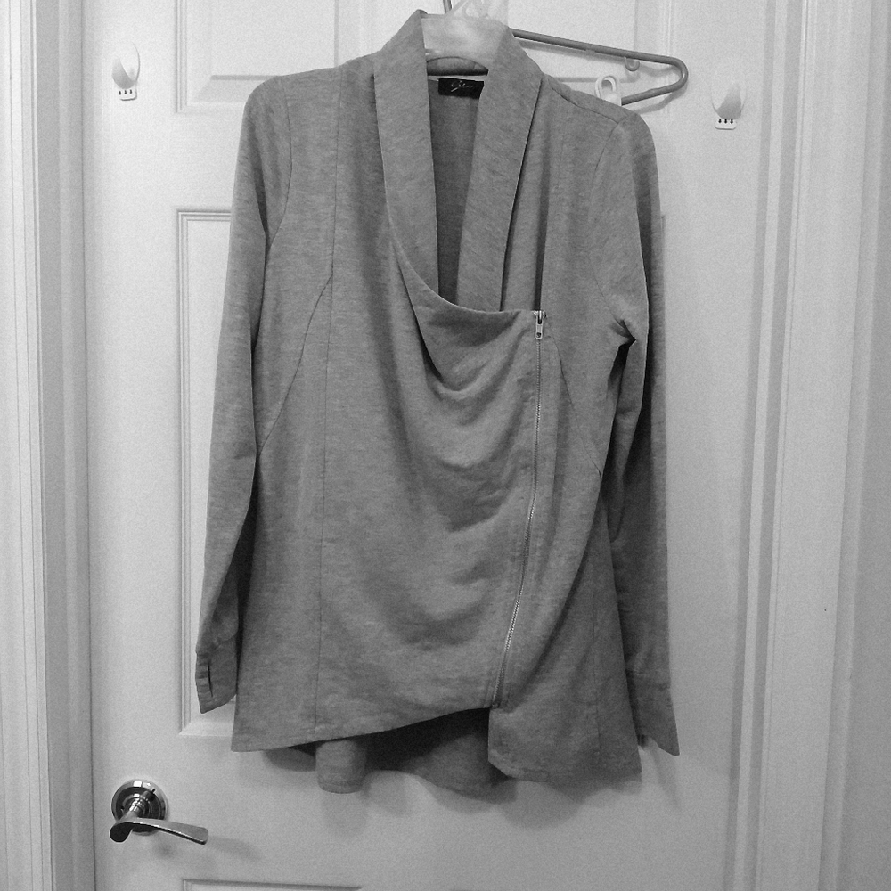 Cyrus Moto Jacket Sweater Top Women's Size L Heather Grey